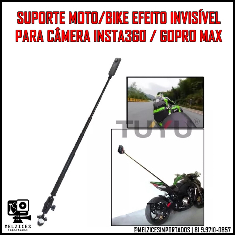 Suporte Moto P/ Câmera 360 Efeito Bastão Invisível Insta360