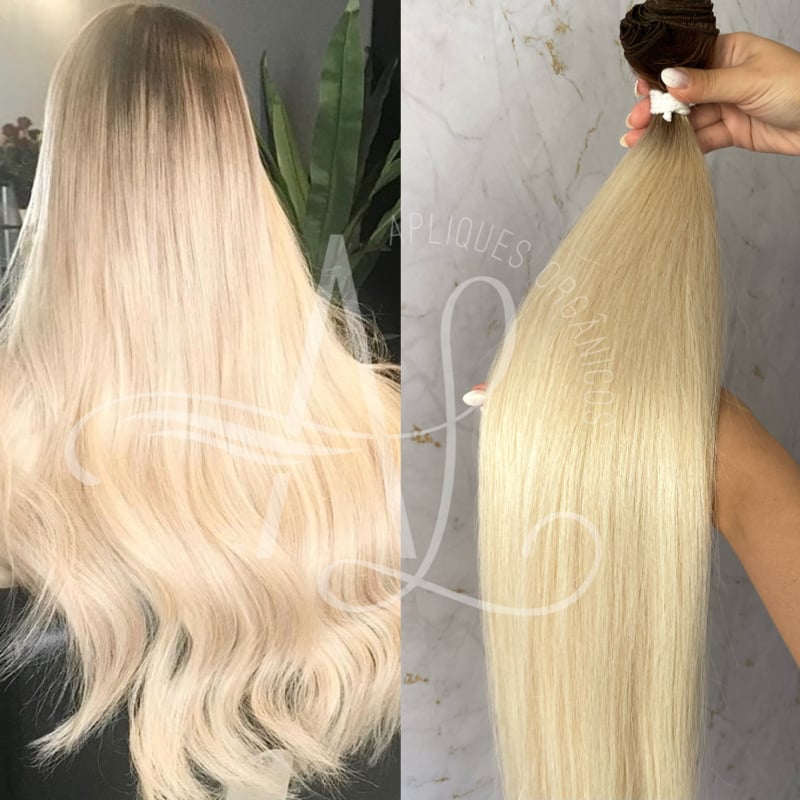 cabelo organico liso ombre castanho/ loiro mel - Espaço Linda