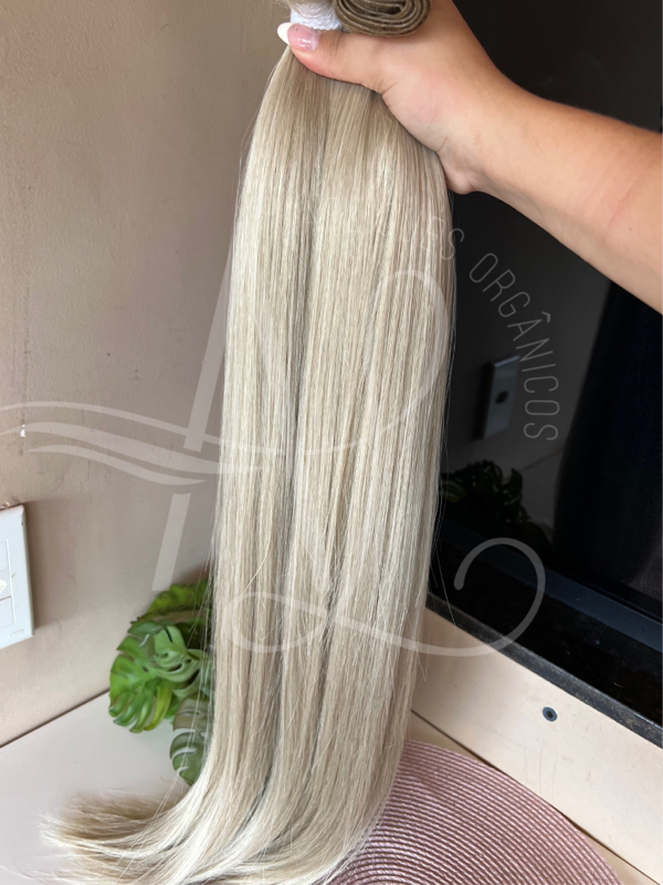 Textura de cabelo liso loiro realista