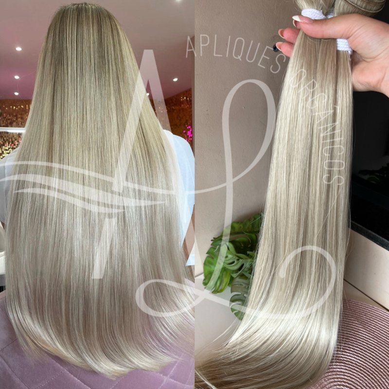 Textura de cabelo liso loiro realista