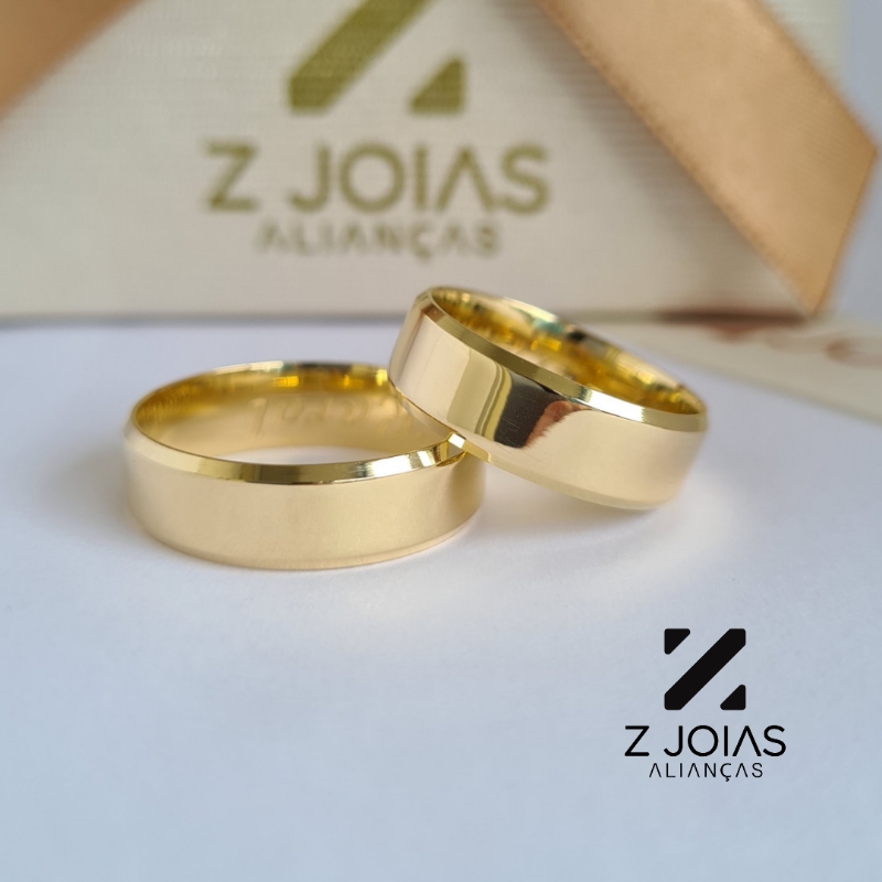 Alianças em Ouro 18K Amsterdã 6mm - Zaffira Joias