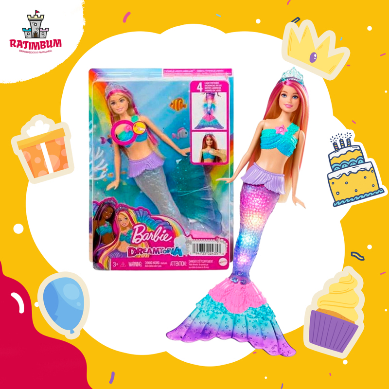 Boneca Barbie Sereia Luzes e Arco- íris Dreamtopia - Mattel