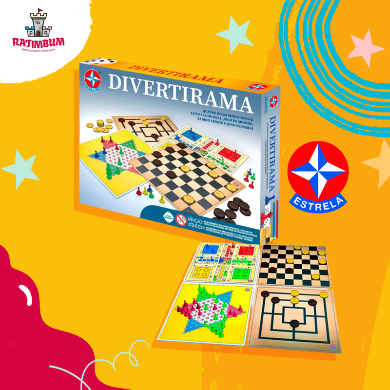 Divertirama Jogo de Tabuleiro - Ludo e Ludo Real, Jogo de Moinho, Xadrez  Chinês e Jogo de Damas