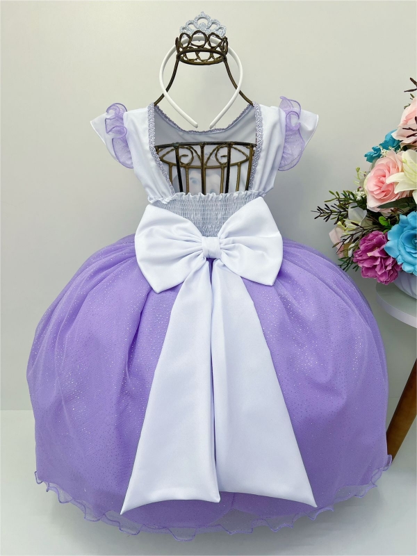 Vestido Infantil de Festa Temático Princesa Sofia Luxo Realeza