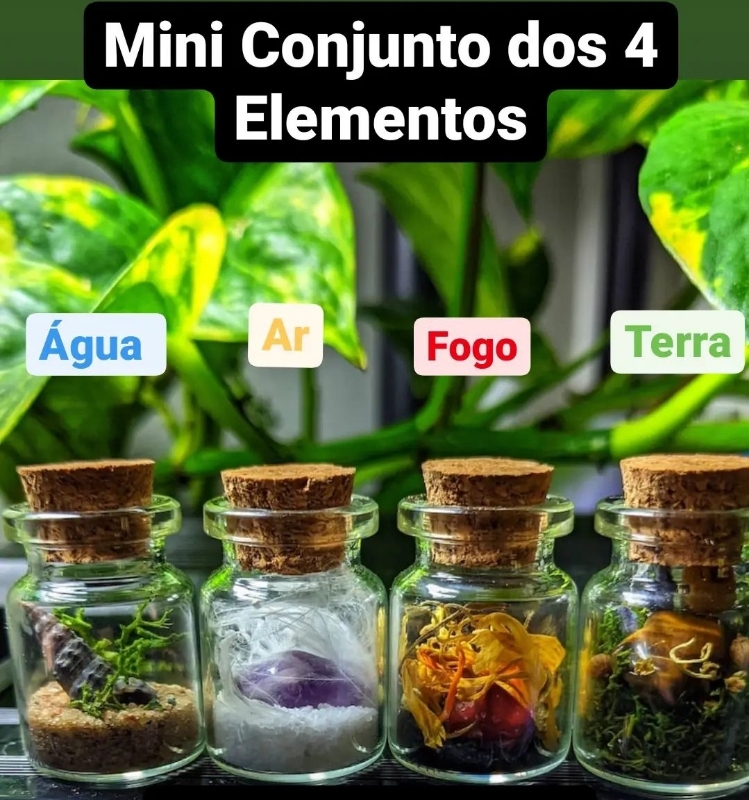 Vidrinho Magico dos 4 Elementos Terra Ar Fogo Agua Magia Bruxaria Altar  Magico - Escorrega o Preço